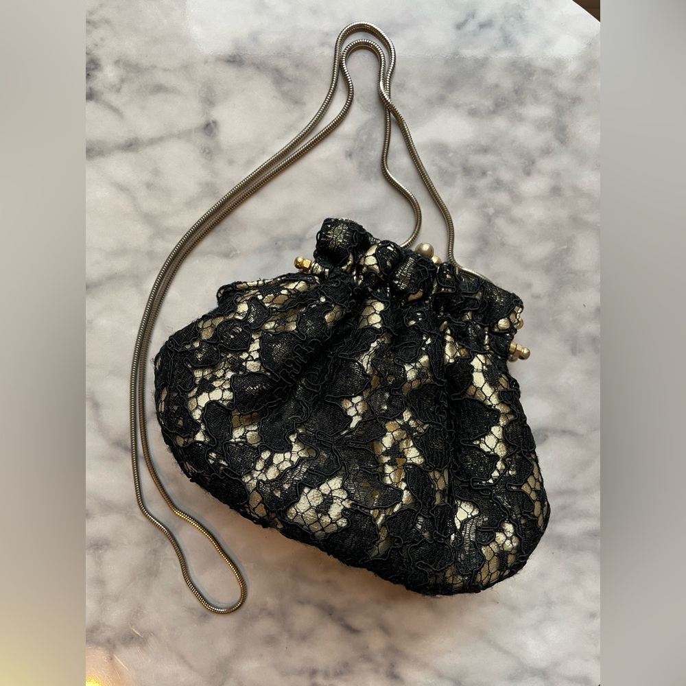 Black and Gold Lace Evening Bag